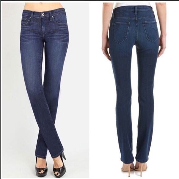 JAMES Jeans Medium Dark Wash High Rise Straight Leg Denim Stretchy Jeans 27 - Picture 1 of 8
